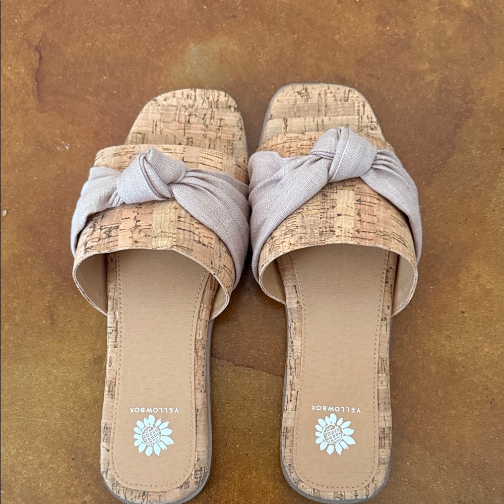 Yellow Box Cork and Cream Sandals